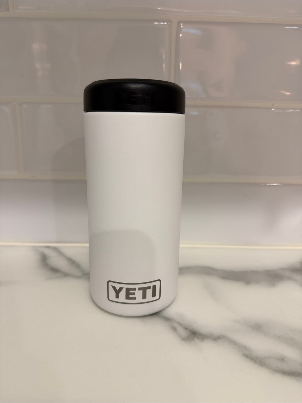 Yeti White Insulated Tumbler with Black Lid
